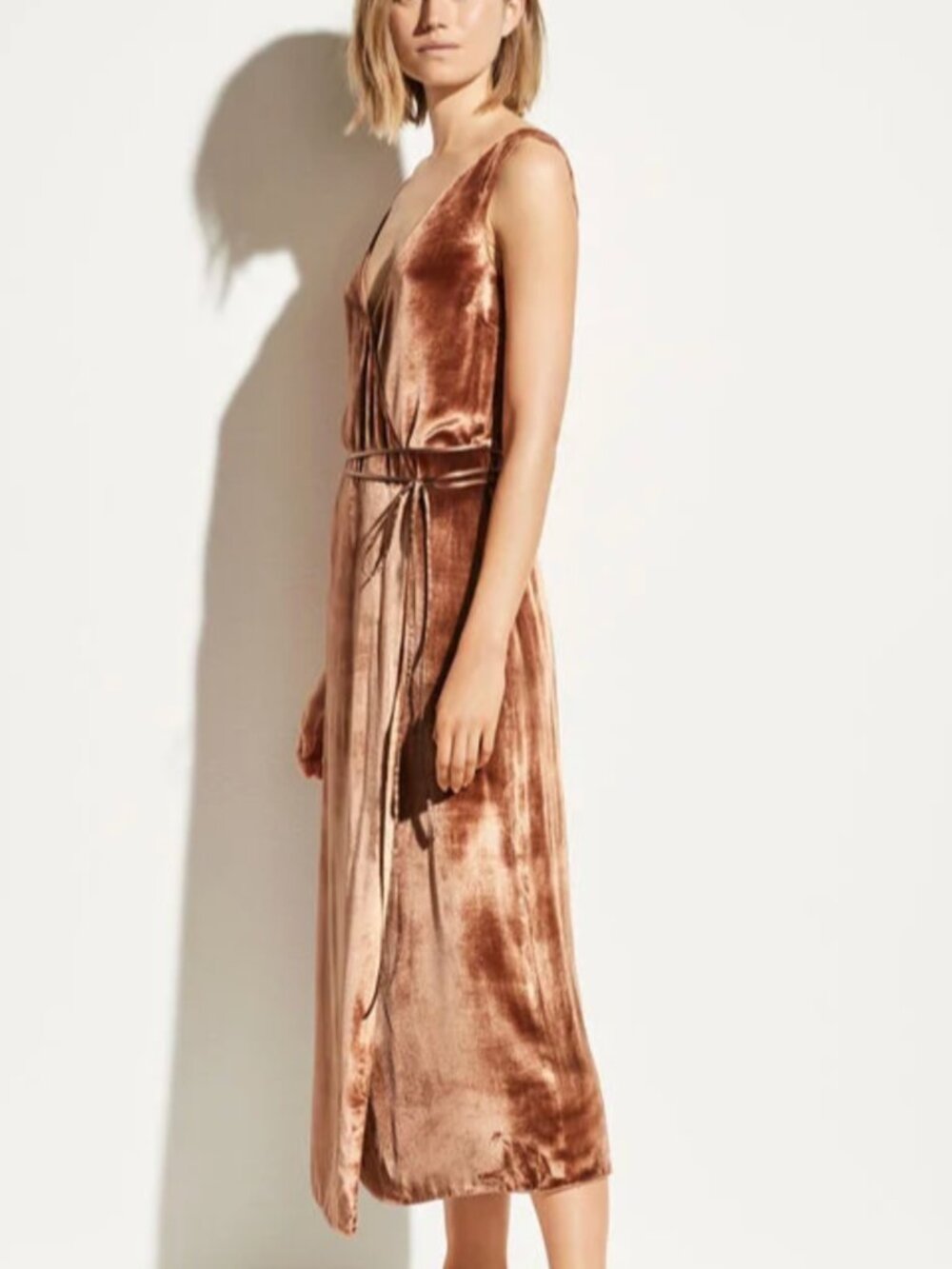 Vince Panné Wrap Dress in Rose Gold NWT Size L
